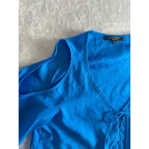 Nanette Lepore Cold Shoulder Pullover Blouse - Size M - Blue - Picture 6 of 6